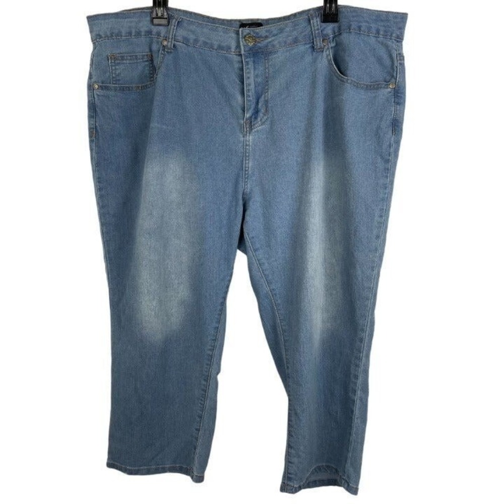 Simply Emma Capri Jeans Women 18W Blue Denim Stretch Cropped Pants